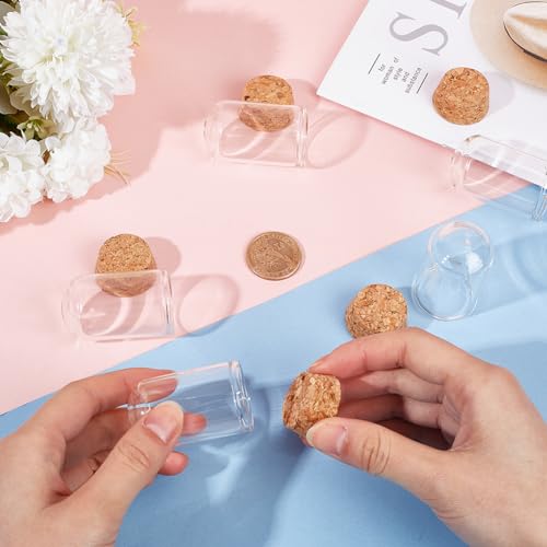 SUNNYCLUE 12Pcs Mini Glass Dome Cover 30x50mm Mini Dome Glass Jar Glass Display Dome Glass Bell Jar with Cork Base Mini Cloche Dome Small Glass Bottles for Wedding Home Christmas Party Favor Decor