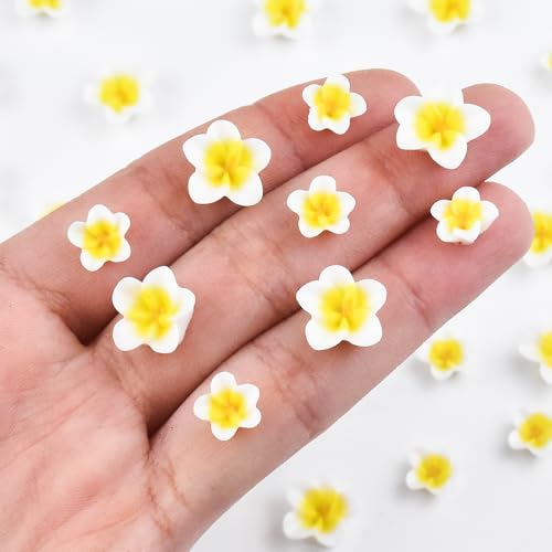 100 Pieces Tiny Plumeria Decor for Dollhouse Mini Resin Decor for Crafts Tiny Things for Fairy Garden Micro Landscaping Decoration - style: Plumeria