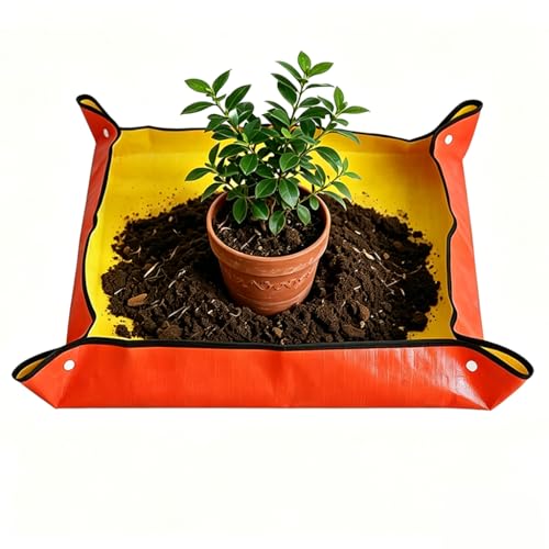 Thickened Waterproof Reusable Planting Mat, 20"X20" Orange Repotting Pad for Mess-Free Soil Changing, Indoor Outdoor Gardening Tray, Succulent Transplanting Tool for Plant Lovers