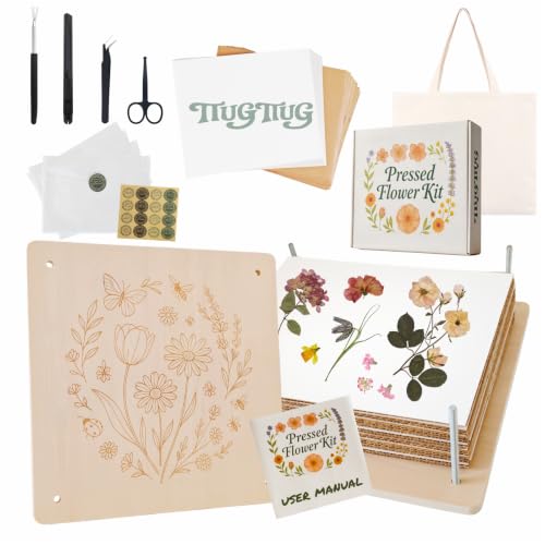TTUGTTUG Wooden Flower Press Kit, 11" x 11" Large Pressed Flowers for Adult - size: 11.0x 11.0 inch