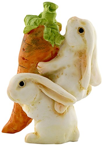 Top Collection Miniature Fairy Garden and Terrarium Statue, Rabbits Carrying Carrot - color: Rabbits Carrying Carrot