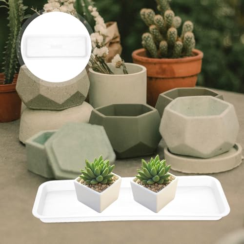 Yardwe 10Pcs Rectangular Plant Tray, Plastic Flower Pot Saucer, Reusable Bonsai Pot Tray, Ideal for Indoor and Outdoor Plants, Prevents Overwatering, Easy to Clean, 15.66 X 5.90 Inch, White - color: White