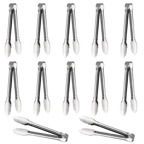 Serving Tongs,Buffet Tongs, ACAUTO Stainless Steel Food Tong Serving Tong Small Serving Tongs Stainless Steel Mini Appetizer Tongs, Set of 6 (5 Inch(12 Pack)) - size: 5 Inch(12 Pack)