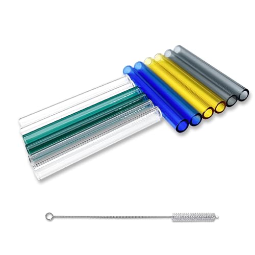 12 Pcs 4 Inches Borosilicate Glass Tubes, Gtysmox 5 Colors 12mm Diameter 2mm Thickness Glass Tubing with 1 Cleaning Brush - size: 4 inches