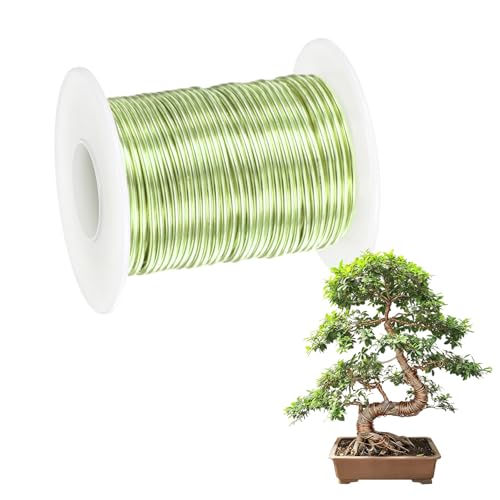 M METERXITY 1-Pack Bonsai Training Wire, 1.5mm x 49ft/15m Anodized Aluminum Bonsai Tree Wire for Fine Trunk/Gardening Branch/DIY Crafting [Grass Green] - color: Grass Green, size: 1.5mm x 49ft/15m