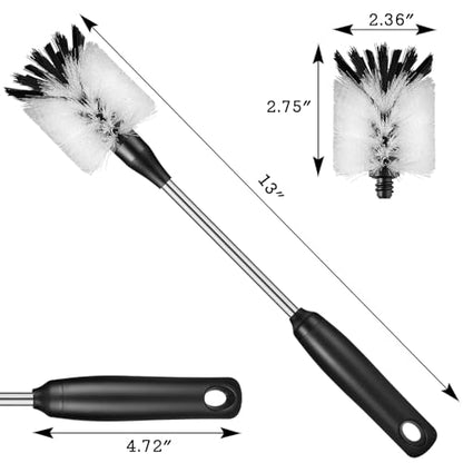 Bottle Cleaning Brush with 2 Replaceable Heads, 13 in, White | Sturdy Nylon Bristles, Long Handle, Non-Slip Grip, Compatible with Sport Bottles, Tumblers, Mugs, Wine Decanters, Glassware - color: White, size: 13 Inch ( Pack of 1)