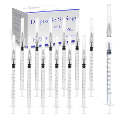 100 Pack 1ml Syringes with 27 Gauge 1/2 inch, Sterile Luer Lock Lab Syringes for Scientific Measuring and Refilling, Individual Package - color: 100 Pack, size: 1ml 27Ga 1/2"(Luer Lock)