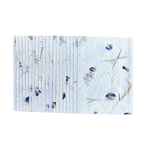 Handmade Mulberry Paper A4, 20 Sheets Botanical Decorative Paper with Pressed Butterfly Pea Flowers & Natural Grass, Premium Handmade Paper for Invitations, Scrapbooking, Calligraphy, DIY Crafts - color: Butterfly Pea Flowers/Grass Flowers