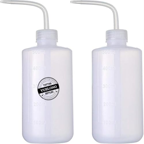 Yuelong Squeeze Bottle 2Pack, 500ml Safety Squirt Bottle for Liquids | Leakproof LDPE Wash Bottles,Lightweight Green Soap Dispenser with Scale Labels Watering Tools for Medical Lab Tattoo Supplies - size: 2 Count (Pack of 1)
