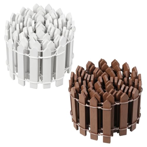 2Pcs Miniature Fairy Garden Fence DIY Wood Decorative Picket Fence | Mini Wood Picket Ornament Fence, Micro Landscape Miniature Accessories for Dollhouse, Village Landscape, Home, Garden