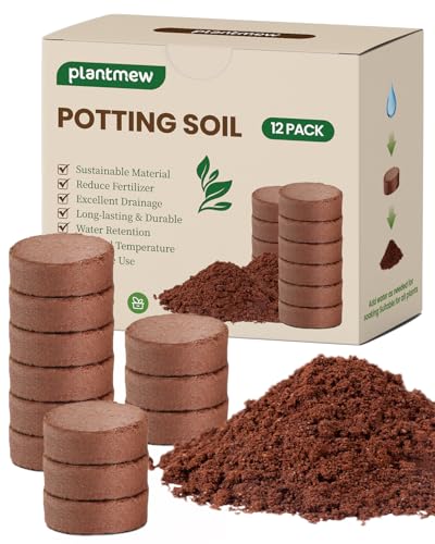 Outdoor Potting Mix 12 Pack – Coconut Husk Fiber, Premium Peat Moss Substitute, Expanding Soil for Gardening, Potting Mix, Seeds & Plants – Sustainable, Water Retention, Excellent Drainage