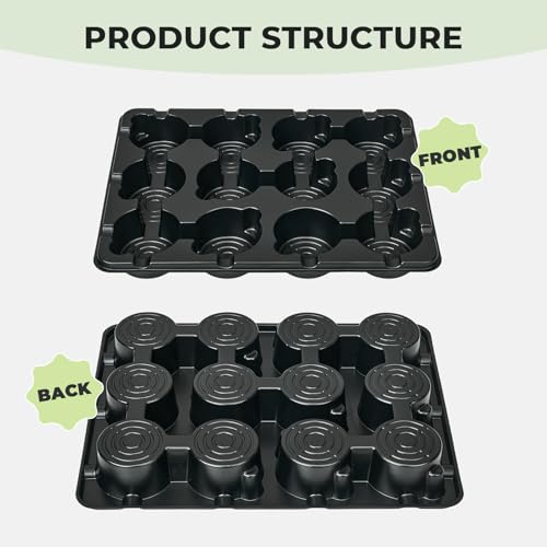 homenote 2 Pack 12 Cell Seed Starter Trays with 24 Clear 4 Inch Plant Pots | Reinforced trays securely hold clear pots with multi-hole drainage for easy root monitoring and healthier seedling growth. - size: 4 Inch, style: 2 Pack Seed Starter Tray+Nursery