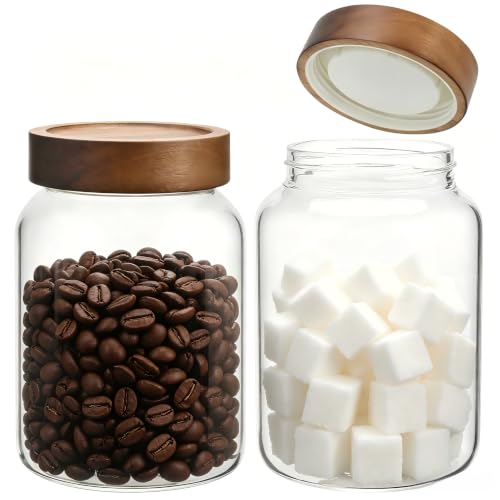 40 oz Glass Jars with Airtight Lid Spice Herb Jar Glass Coffee Ground Canister Clear Food Storage Jar for Sugar Cookies Tea Bean Spice Bath Salts (1200ml/40oz-2pack-A) - color: 1200ml/40oz-2pack-A