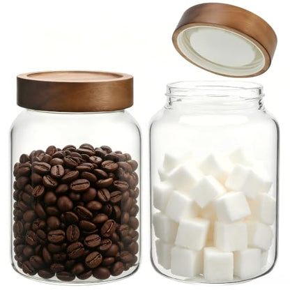 40 oz Glass Jars with Airtight Lid Spice Herb Jar Glass Coffee Ground Canister Clear Food Storage Jar for Sugar Cookies Tea Bean Spice Bath Salts (1200ml/40oz-2pack-A) - color: 1200ml/40oz-2pack-A
