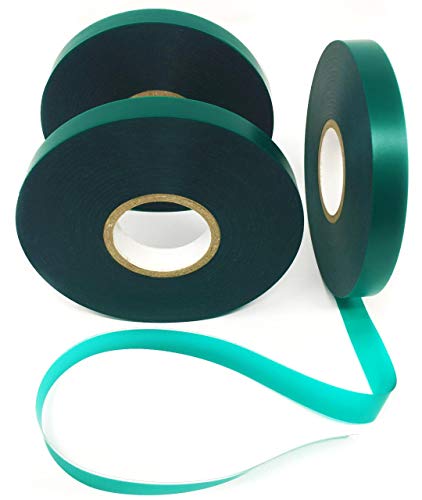 3 Rolls Stretchy Tie Tape, 1/2" 150ft Garden Tie Tape, Thick Sturdy Plant Ribbon Garden Green Vinyl Stake Gardening Tools for Indoor Outdoor Patio Plant