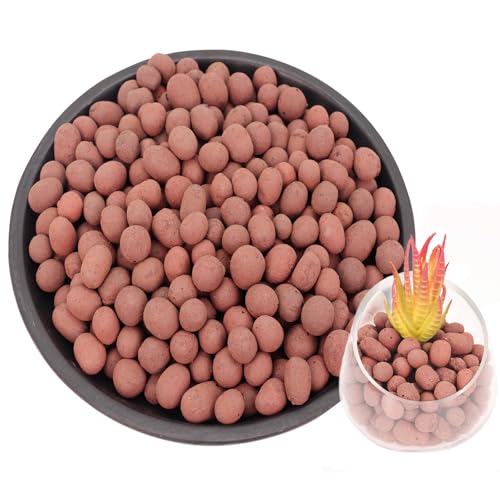 11LB LECA Explanded Clay Pebbles, 14-16mm Lightweight Clay Aggregate for Hydroponic Growing, Premium Grow Media for Orchids, Aquaponics Plants and Horticultural Drainage, Natural - color: Brown