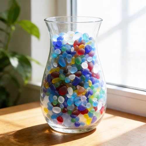 QYGL Sea Glass Stones - 0.55LB Brown Frosted Glass Pebbles Gemstones - color: Brown