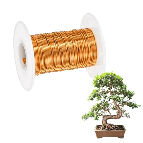 M METERXITY 1-Pack Bonsai Training Wire, 0.8mm x 66ft/20m Anodized Aluminum Bonsai Tree Wire for Fine Trunk/Gardening Branch/DIY Crafting [Gold Tone] - color: Gold Tone, size: 0.8mm x 66ft/20m