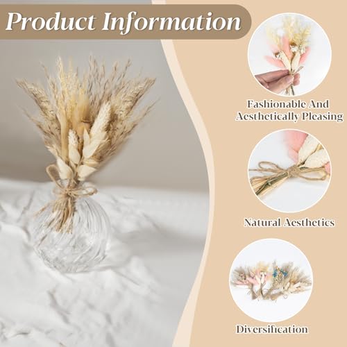 RAINFLOW 4 Pack Mini Dried Flower Bouquets - Natural Boho Floral Decor