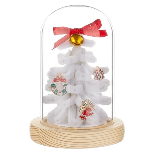 BENECREAT Glass Cloche Dome with Wood Base, 4.65x2.6inch Arch Display Dome for Plants and Collectibles, Complete Set Glass Bell Jar with Solid Wood Stand for Home Decor, Navajo White - color: Navajo White, size: Inner: 4.65x2.6 Inch