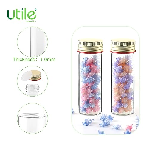 Utile 20pcs Glass Test Tubes, Medium Borosilicate Glass Material, 25ml Test Tubes, with Aluminum Screw caps, 4004.0622.20 - style: 20pcs of 28x85mm