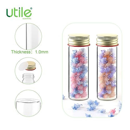 Utile 20pcs Glass Test Tubes, Medium Borosilicate Glass Material, 25ml Test Tubes, with Aluminum Screw caps, 4004.0622.20 - style: 20pcs of 28x85mm