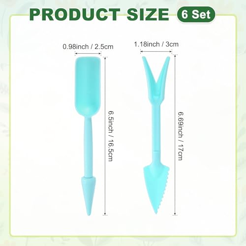 M METERXITY 6-Set Mini Gardening Tools, Plastic 2-in-1 Portable Garden Shovel Hand Tools Set Digging Scoops Kits for Plant/Seedlings/Transplanting/Succulent/Bonsai [Blue] - color: Blue