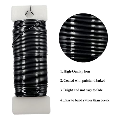 26 Gauge Black Metal Floral Wire, 38 Yards/35 Meters,for Christmas Wreaths,Tree Decoration,Flower Arrangement,Craft Wire,Flower Wire,Garden Wires,Flowers Bouquet Accessories,Jewelry Wires DIY - size: 26Gauge-Black-1P/38Yards