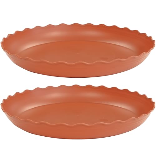 2 Pack Plant Saucer 10 inch, Heavy Duty Plastic Plant Saucers, Durable Plant Tray for Pots, Flower Saucers for Indoors, Plant Pot Saucers, Trays for Planter (Terracotta) - color: Terracotta, size: 10" (2 pack)