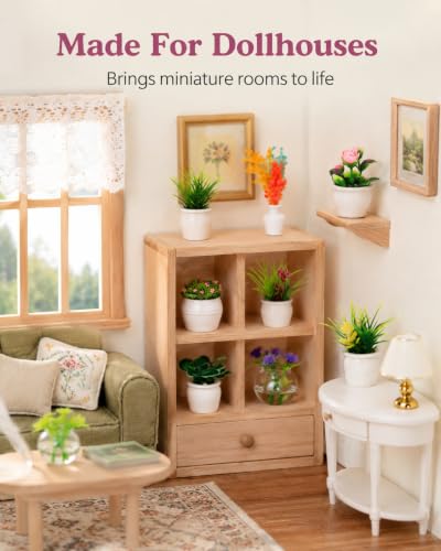 IMIKEYA Miniature Dollhouse Plant Flowers: 15pcs Mini Dollhouse Potted Plants Artificial Tiny Plants Fake Greenery Ornament Potted Plant Flower Model Micro Landscape Dollhouse Furniture Decor