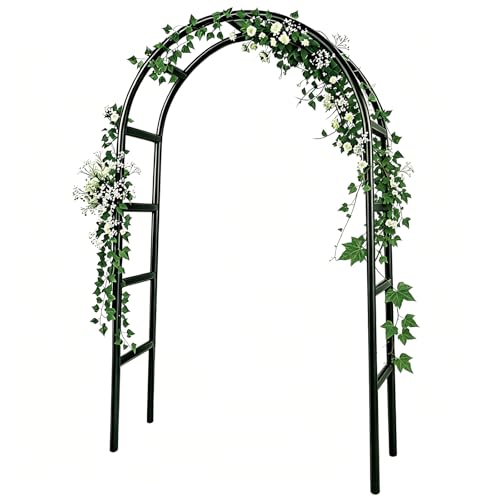 RUBFAC 7.8ft Garden Arch, Metal Trellis for Climbing Plants Outdoor - color: black