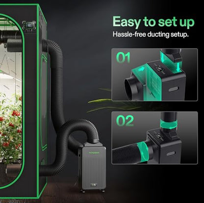 VIVOSUN AeroDrain D12 Smart Dehumidifier Up to 12L/day for Grow Tents | Temperature & Humidity Monitoring, Smart App Control, Sensor Probe, Grow System Compatible, Auto Restart