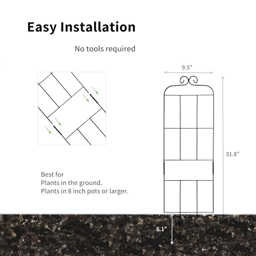 4 Pack 31'' Plant Trellis for Climbing Plants Indoor & Outdoor, Metal Trellis for Potted Plants, Plant Support for Houseplant, Vines, Pothos, Rose, Ivy, and Flowers, Black - size: 31in/4Pack