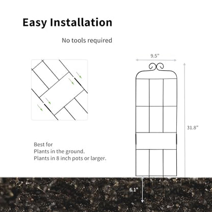 4 Pack 31'' Plant Trellis for Climbing Plants Indoor & Outdoor, Metal Trellis for Potted Plants, Plant Support for Houseplant, Vines, Pothos, Rose, Ivy, and Flowers, Black - size: 31in/4Pack