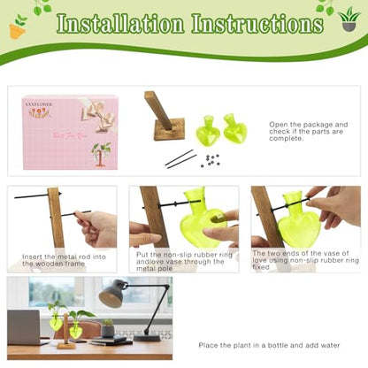 XXXFLOWER Plant Propagation Station Terrarium 2 Green Heart Shaped Vase - color: Green