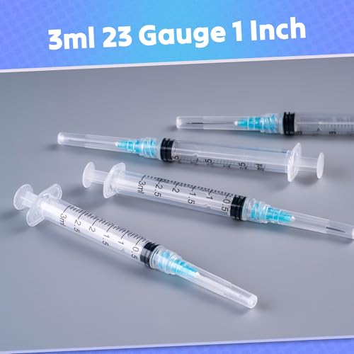 3ml Syringes with 23 Gauge 1 Inch Needles Luer Lock Disposable, 100 Pack - style: 3ML-23G-1IN