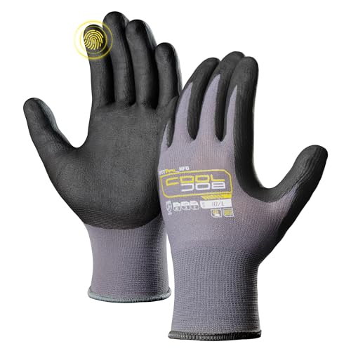 COOLJOB 3/12/36 Pairs Safety Work Gloves, Microfoam Nitrile Rubber Coated | Grip Nitrile Dipped Gloves with Full Fingers Touchscreen, Seamless Knit Nylon Gloves for Warehouse, Home Improvement, Large - size: Large, style: 3 Pairs