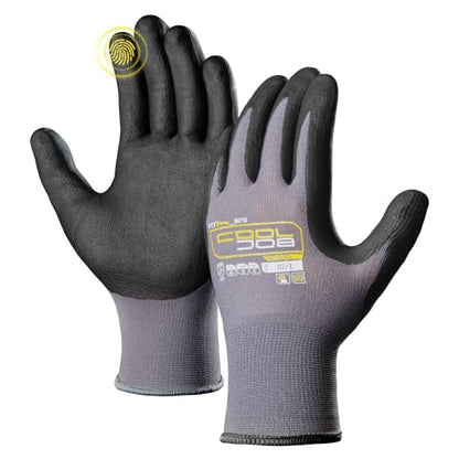 COOLJOB 3/12/36 Pairs Safety Work Gloves, Microfoam Nitrile Rubber Coated | Grip Nitrile Dipped Gloves with Full Fingers Touchscreen, Seamless Knit Nylon Gloves for Warehouse, Home Improvement, Large - size: Large, style: 3 Pairs