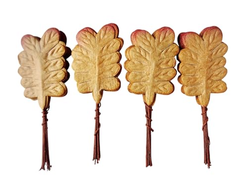 Ploen 25 pcs Copper Brown Leaves Ferns Mulberry Paper Leaves with Wire Stems Fern2 Leaf Mulberry Paper Craft Supplies Scrapbooking Embellishments for so Many Card DIY Craft Projects Leaves258
