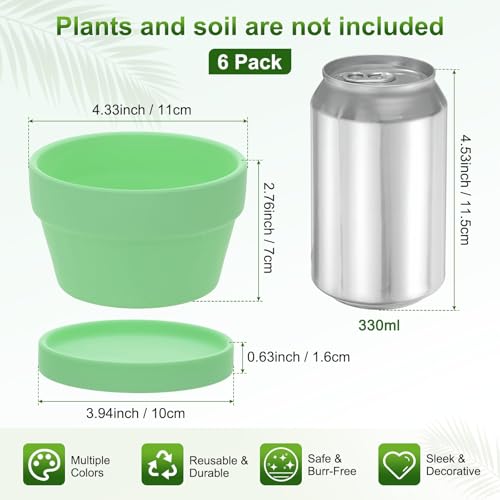 M METERXITY 6-Pack Shallow Terracotta Clay Pots, 4.3" Ceramic Small Plant Pots with Saucer and Drainage Holes for Succulent Plants/DIY Crafts, Terracotta Pottery Planters [Mint Green] - color: Mint Green