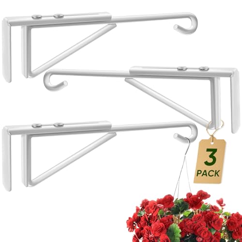 HiGift 3 Pcs Adjustable Vinyl Fence Hooks for Hanging Plants, Plant Hangers in 0.8-3 Inch Width, Heavy Duty Vinyl Fence Plant Hangers for Indoor & Outdoor Hanging Plants Bird Feeders Lights Basket - color: White, size: Type B