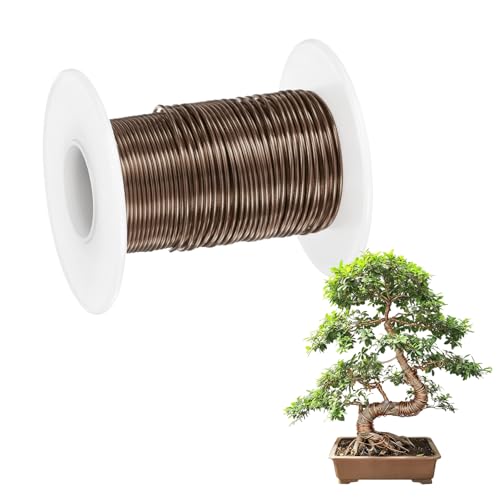 M METERXITY 1-Pack Bonsai Training Wire, 1mm x 49ft/15m Anodized Aluminum Bonsai Tree Wire for Fine Trunk/Gardening Branch/DIY Crafting [Brown] - color: Brown, size: 1mm x 49ft/15m