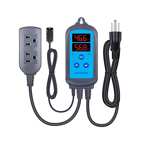 Inkbird Humidity Controller IHC200 Humidistat for Mushroom Greenhouse | Pre Wired Outlet Dual Stage for Humidifier Dehumidifier Mushroom Greenhouse