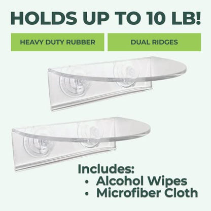 Window Garden Veg Ledge Suction Cup Window Shelf – Create an Indoor Garden, Hold Your Planter Pots, Seed Starter, Figurines on Your Window. Grow Herbs, Microgreens, Succulents, Sleek (2 Pack) - size: 2 Medium (Original)