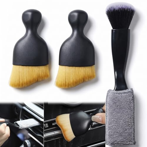 3 Pcs Exquisite Microfiber Duster Brushes, Car Detailing Brushes, Feather Duster, Efficient Dust Removal, Cleaning Tool Perfect for Computers, Keyboards, Car Interior, Photo Frames, Digital Devices