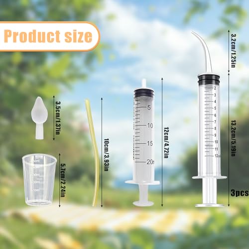 Baby Bird Feeding Syringe Set, Pet Parrot Milk Feeding Syringe with Tubes, Parrot Feeding Tubes Measuring Tools for Feeding Pets Scientific Industrial Labs… (12ml +20ml syringe+50ml Measuring Cup) - color: 12ml +20ml syringe+50ml Measuring Cup
