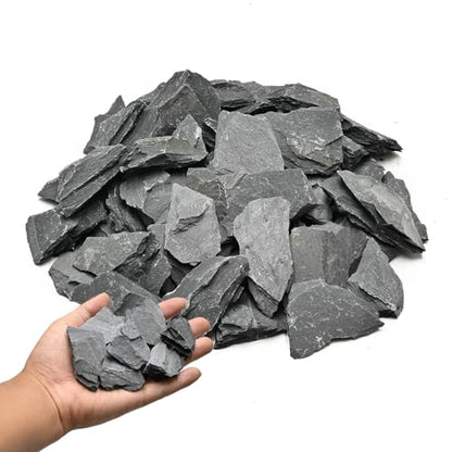 Natural Rocks Slate Stone 1-2.5 Inches Decorative Stones for Miniature Landscaping,Fairy Gardens,Bonsai,DIY Crafts,Aquariums & Reptile Terrariums-1lb - size: 1lb(1-2.5Inch)