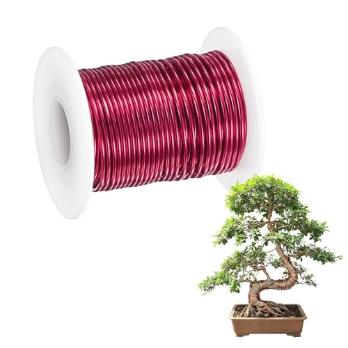 M METERXITY 1-Pack Bonsai Training Wire, 1.5mm x 49ft/15m Anodized Aluminum Bonsai Tree Wire for Fine Trunk/Gardening Branch/DIY Crafting [Wine Red] - color: Wine Red, size: 1.5mm x 49ft/15m
