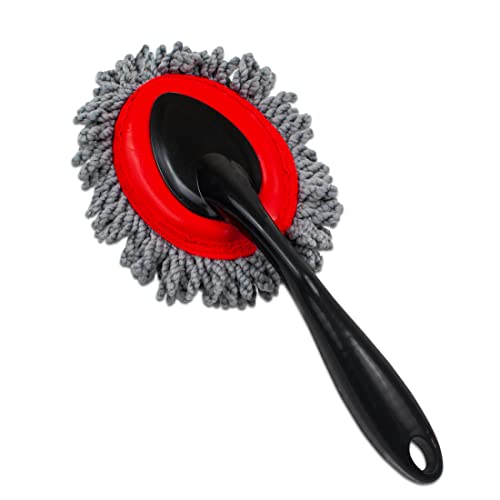 Detailer’s Preference Mini Microfiber Duster Brush with Spade Head, 12.5" Car Interior Cleaning Tool for Dust, Dirt, Pet Hair, Safe for Screens, Vents, Dashboards, Mirrors