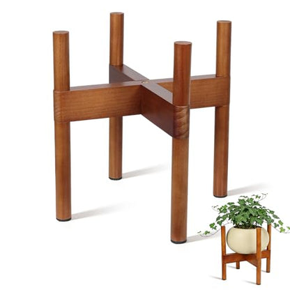 Vigordream Plant Stand Indoor, 2 Height Displays Wood Plant Holder | Mid Century Modern Tall Planter Stands, Corner Single Flower Stand for Balcony, Living Room, Garden Patio Fit 5-12 Inch Pots - size: 12 Inch